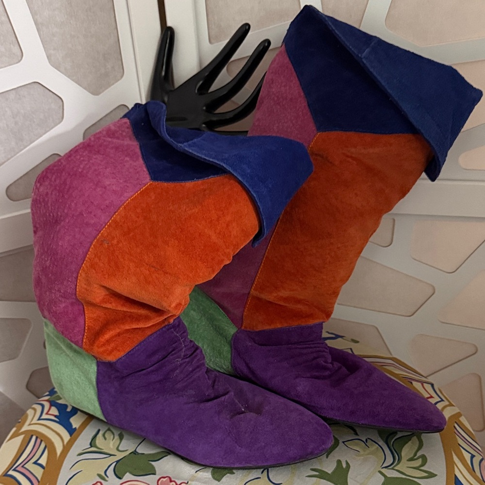 Colorful Vintage Colorblock Women's Boots